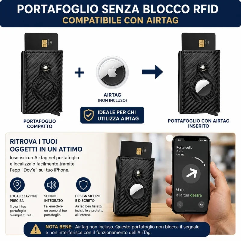 Portafoglio RFID con Supporto AirTag